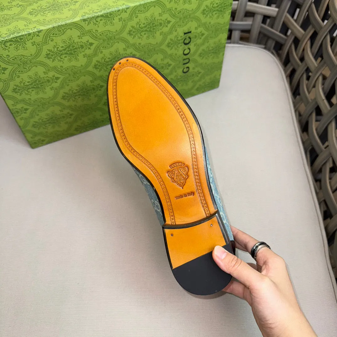 Men's shoes 💰900 Gucci～High-end genuine leather outsole men's casual leather shoes｜The upper is made of imported original presbyopic canvas fabric with top layer cowhide material｜Classic horsebit decoration｜Genuine leather handmade tassel embellishment｜Low-key luxury temperament｜Comfortable foot feeling｜Imported genuine leather outsole｜First layer cowhide inner padding｜Fine details Size: 39-44 (customized at 45.46)